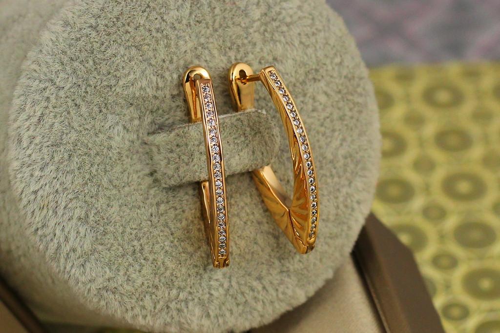 Серьги Xuping Jewelry ребристые дорожки сбоку 2,6 см Золотистый (2182573099)