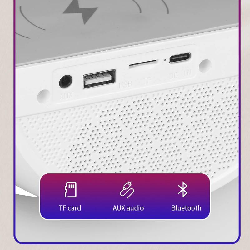 Колонка Bluetooth 3в1 SUNROZ WirelessCharger R99 RGB White - фото 10