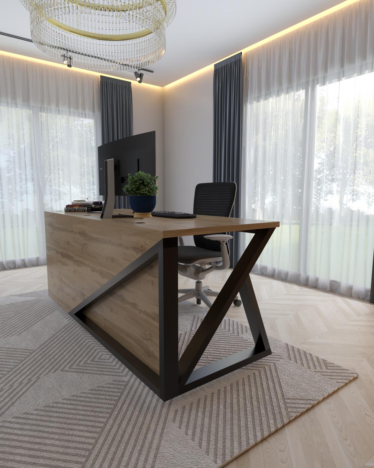 Стол руководителя EcoLoft Консул в стиле лофт Дуб Аппалачи (DSP-1311-1)