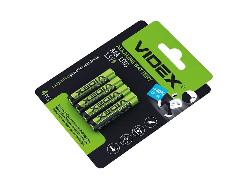 Батарейка лужна Videx LR03/AAA 4 шт. Blister Card (4832)
