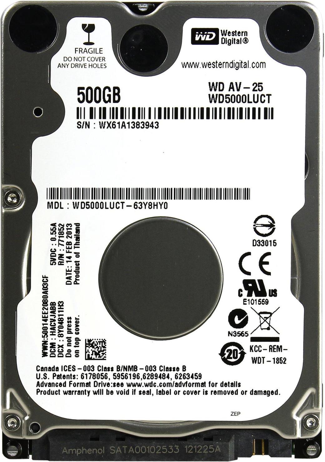 Жорсткий диск WD AV-25 HDD 2,5" SATA 500GB 5400rpm/16MB (WD5000LUCT)