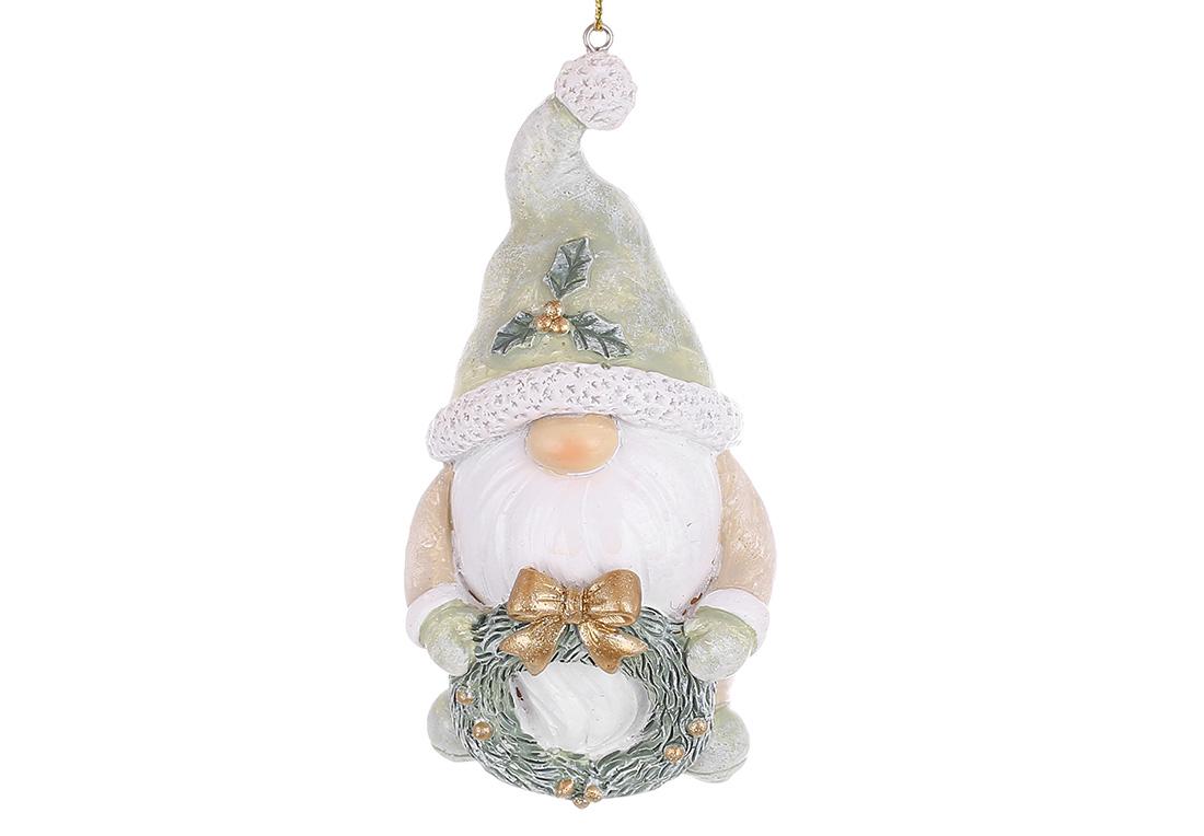 Новогодняя подвеска BonaDi Гномик 11 см Зеленый с коричневым (K07-724)