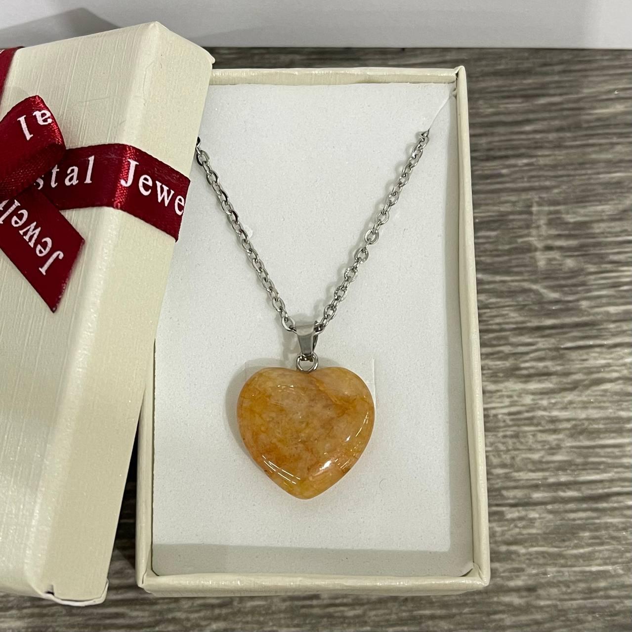 Кулон з натуральним каменем цитрин жовтий у формі серця 19 мм на ювелірному ланцюжку (2027881578)