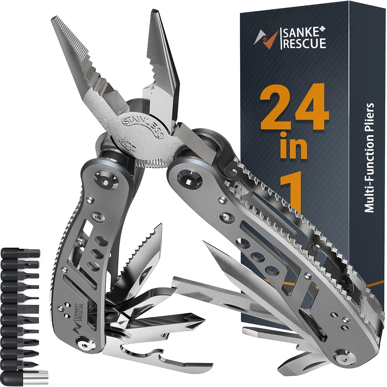 Мультитул Sanke Rescue Multi Tool 24 функції з чохлом і бітами Grey (MULTI-24IN1-SANKE-GRY) Мультитул Sanke Rescue Multi Tool 24 функції з чохлом і бітами Grey (MULTI-24IN1-SANKE-GRY)