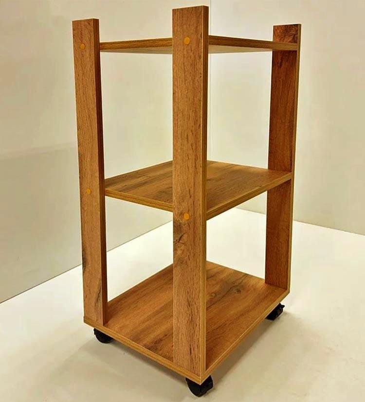 Этажерка для ванной из дерева на колесиках Ландес Охра (АБТ-010504)