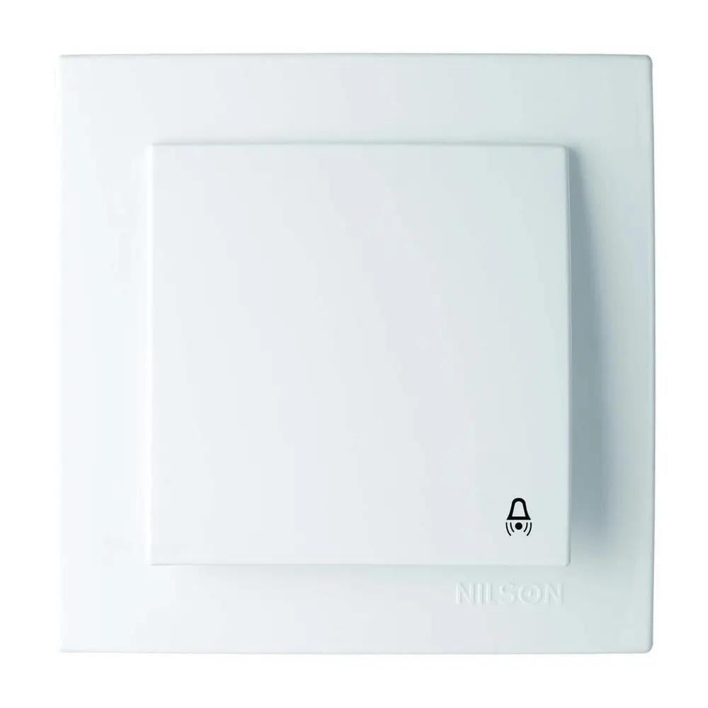 Вимикач одноклавішний для дзвінка Nilson Moda кнопковий Білий (21112005)