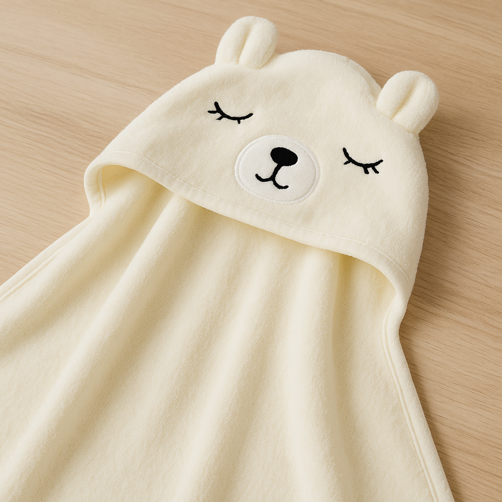 Полотенце-плед детское с капюшоном Медведь микрофибра 80х80 см Бежевый (DP-796-51/beige) - фото 3 Полотенце-плед детское с капюшоном Медведь микрофибра 80х80 см Бежевый (DP-796-51/beige) - фото 3