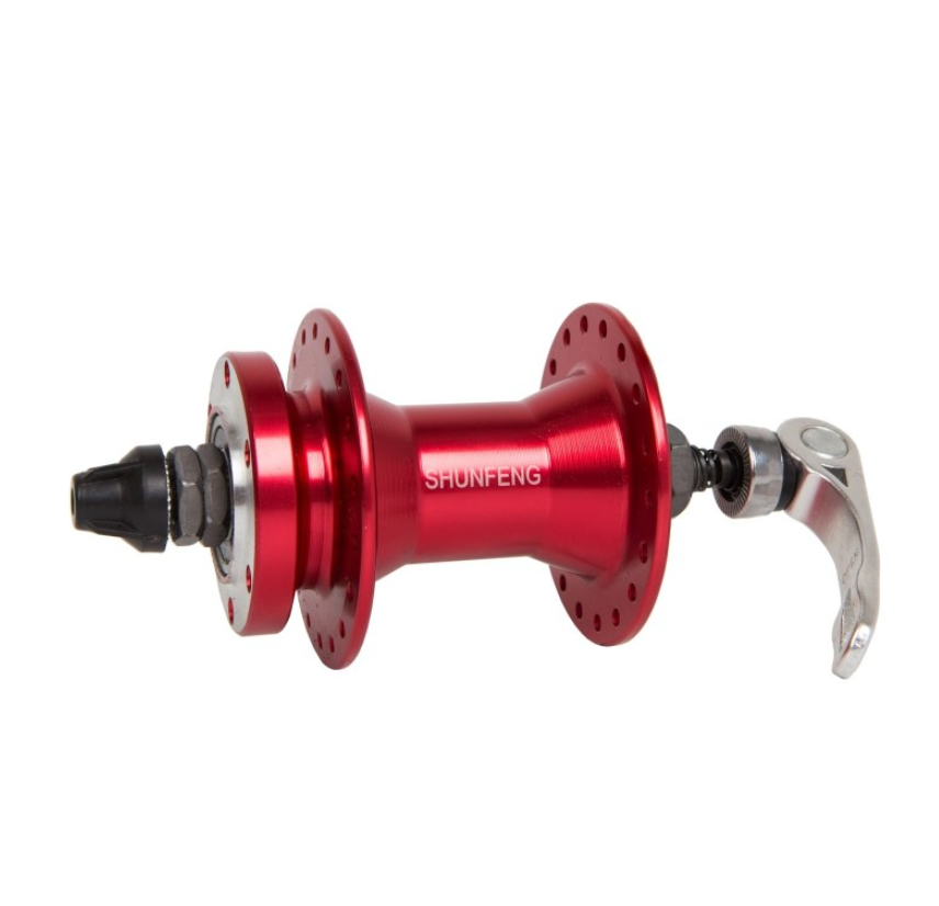 Втулка велосипедная передняя SF-A217R SHUNFENG 32H диск с эксцентриком промподшипник Al Красный (HUBF-AL-023)