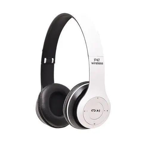 Наушники беспроводные Wireless P-47 35 МВт 250 мАч 3.7 В 90dB +/-3dB Micro-SD до 10 метров с FM радио Белый (opt-14093)