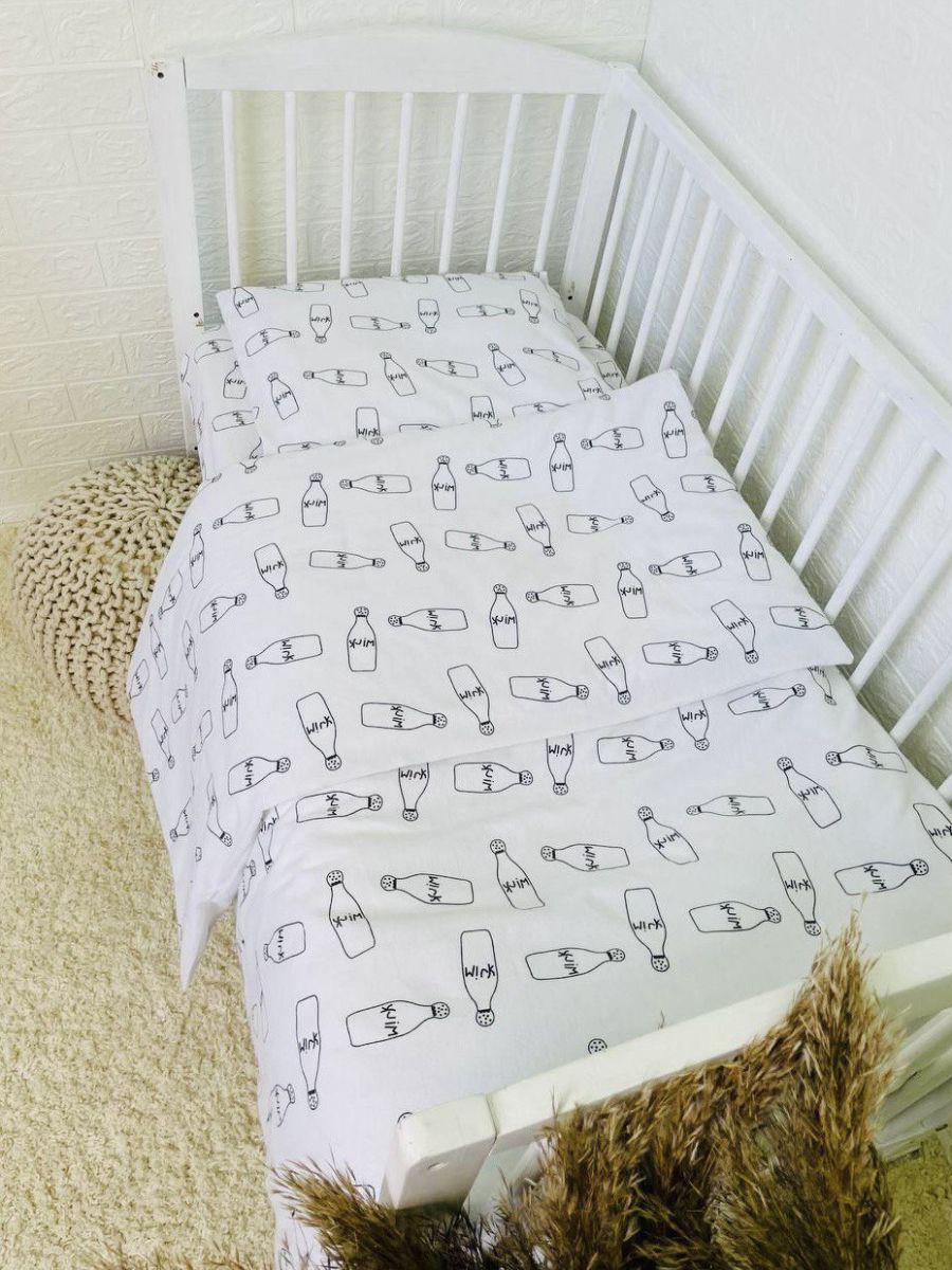 Комплект постельного белья детская байковая теплая сменная в кроватку 3в1 наволочка пододеяльник простыня 100 % хлопок (4430)