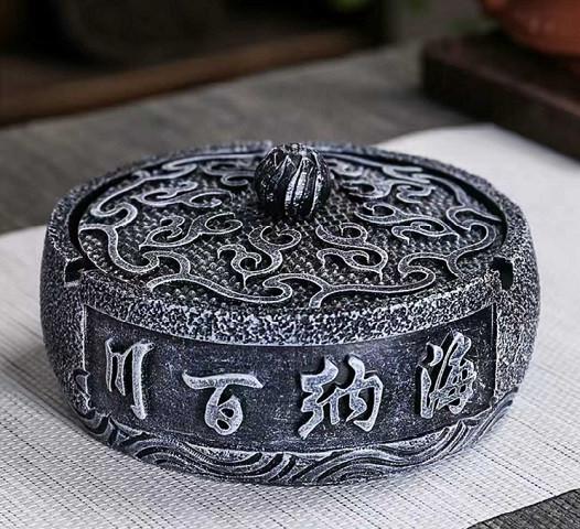 Попільничка настільна кругла з кришкою для цигарок та дрібної біжутерії (Код1584)