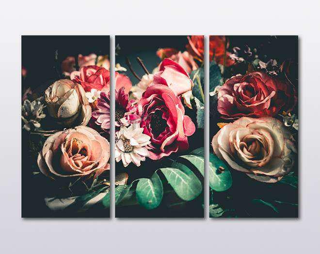 Модульная картина KIL Art Мистические цветы и растения из трех частей 128x81 см (M3_L_164)