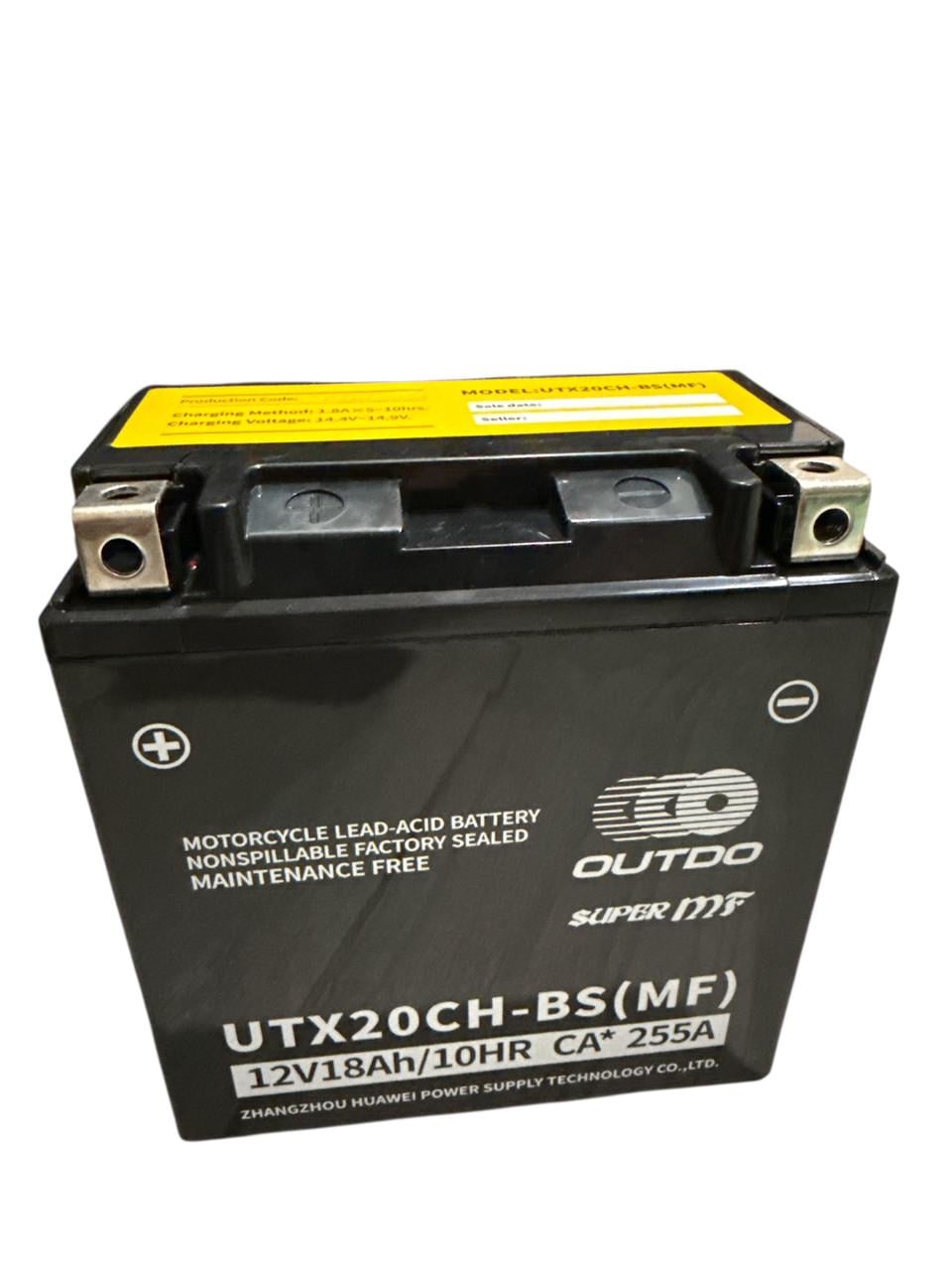 Акумулятор стартерний для мототехніки Outdo UTX20CH-BS MF AGM 12V 18 Ah 148x86x160 мм (100027)