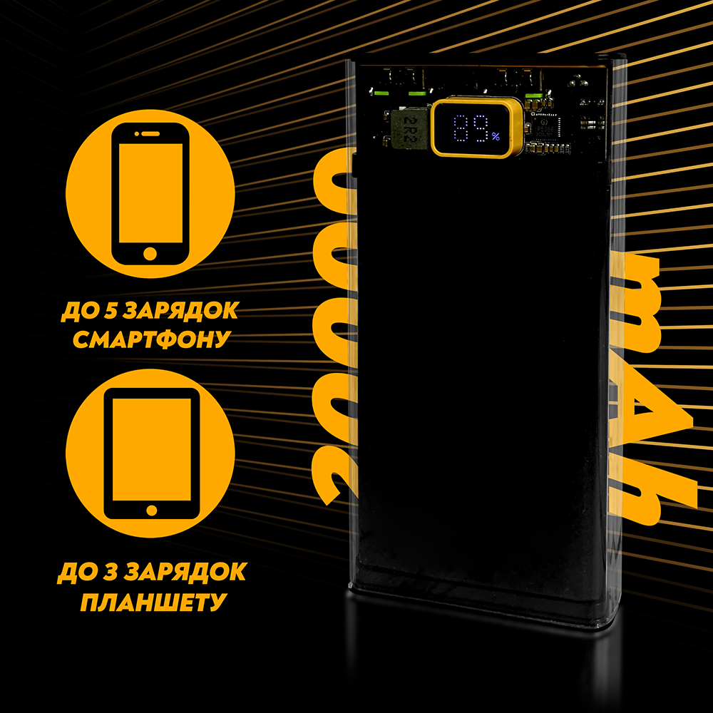 Повербанк Zhong Ou Clear Slim с быстрой зарядкой с переходником для роутера 20000 mah QC 3,0 PD 22,5 W (1050-20) - фото 4