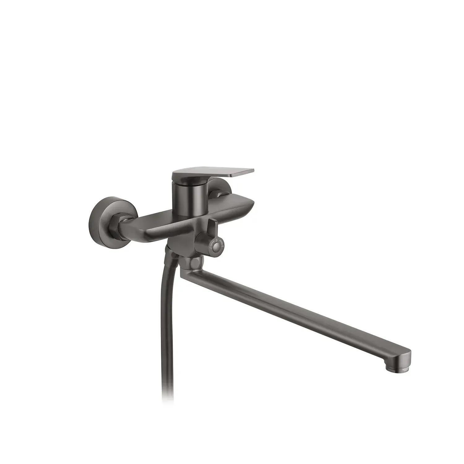 Набір змішувачів для ванни з довгим виливом Kroner KRP Graz Графітовий (GRP070/GRP010) - фото 4