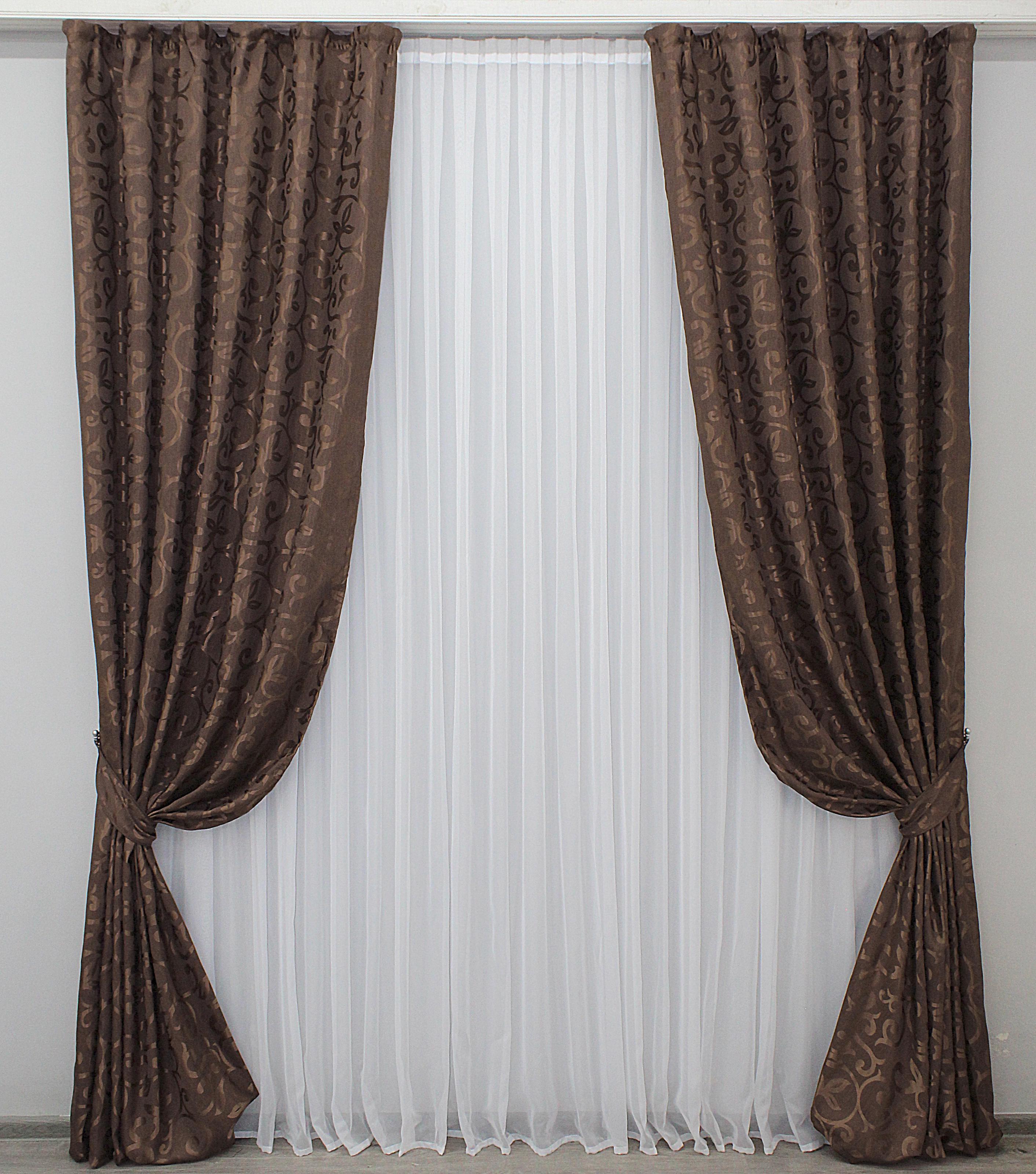 Комплект штор VR-Textil № 1137ш жаккард 100х285 см 2 шт. Коричневый (31-424)