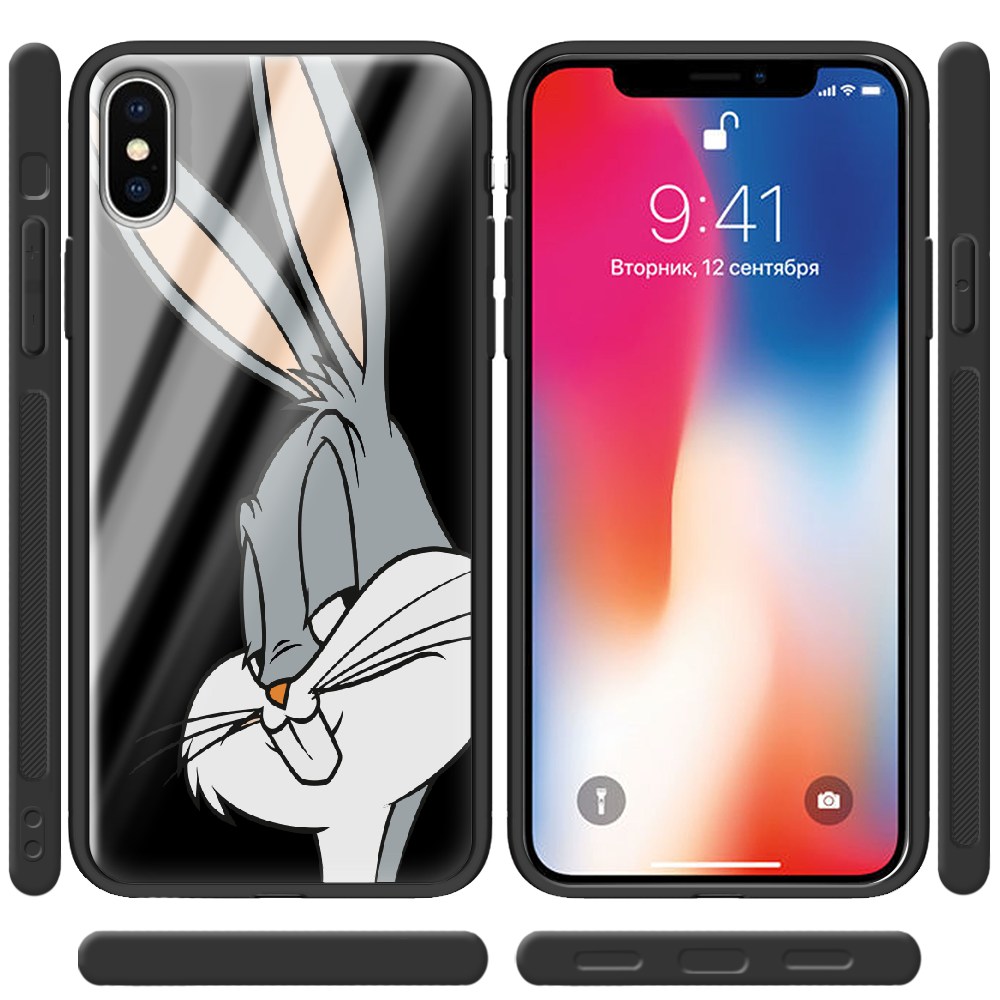 Чохол Boxface iPhone X Lucky Rabbit Чорний силікон зі склом (32139-bk81-37734) - фото 2