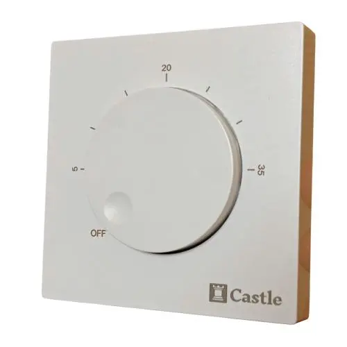 Терморегулятор механический накладной для теплого пола Castle AC309H Белый