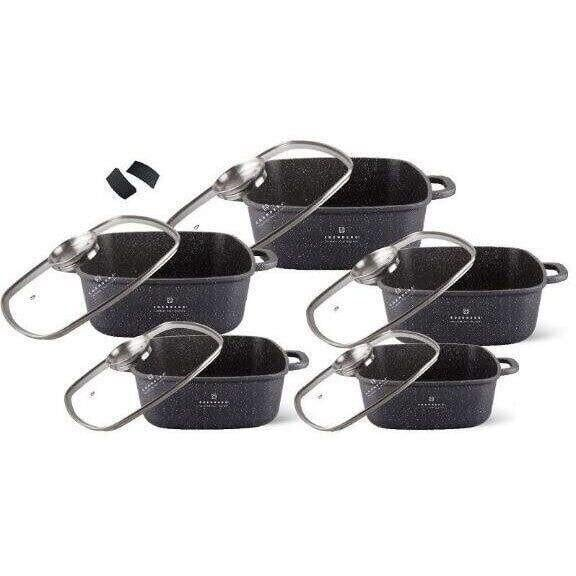 Набір кухонного посуду EB-3986 з мармуровим покриттям 10 пр. Чорний (GR-05795)