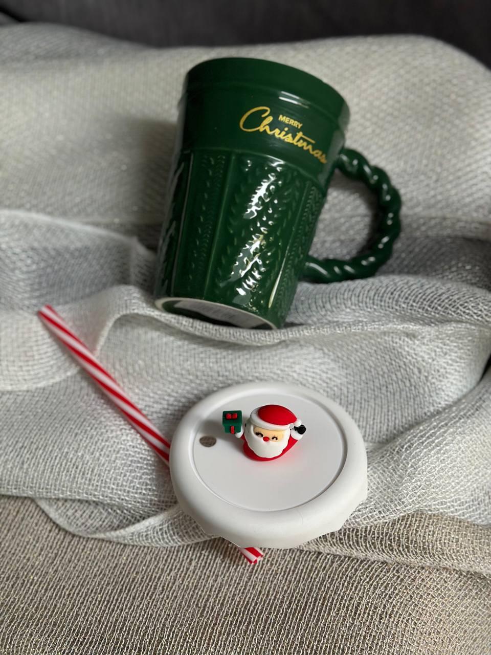 Чашка керамічна Olens 102-1061-1 Різдвяний світер з кришкою і трубочкою 380 мл Зелений (2786442515) - фото 4 Чашка керамічна Olens 102-1061-1 Різдвяний світер з кришкою і трубочкою 380 мл Зелений (2786442515) - фото 4