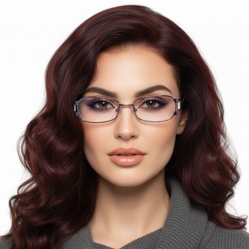 Очки женские компьютерные в металлической оправе линзы BlueBlocker с диоптриями +1.75 (5143)