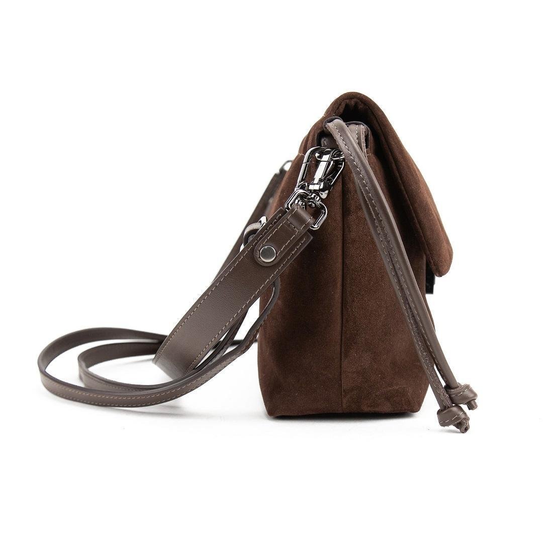 Жіноча сумка замшева Tavinchi CH-8585DB-Y із затяжками Шоколадний (2816295448) - фото 4