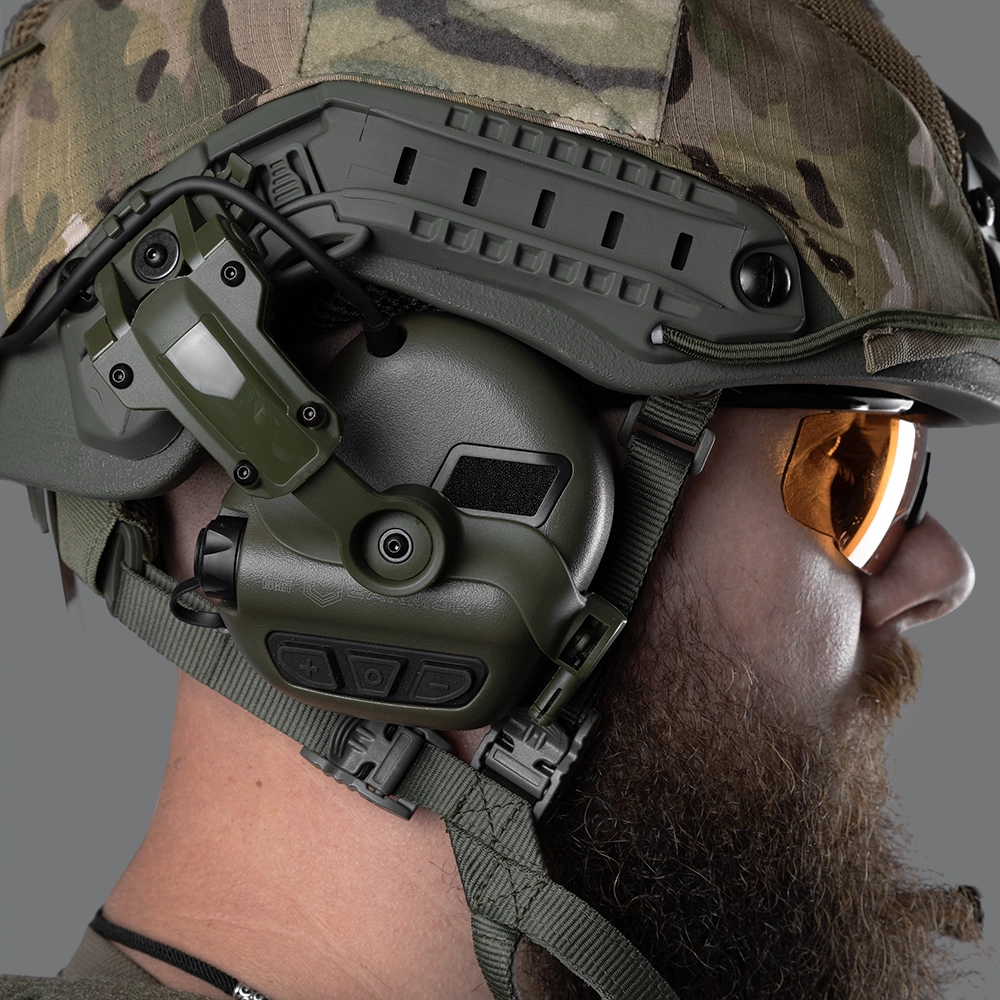 Шолом FAST SPECPROM в кавері з навушниками Earmor M32H з Чебурашками M 55-57 см Олива - фото 8