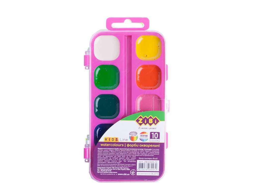 Фарба акварельна ZiBi 10 кольорів ZB.6543-12 Рожевий (772617)