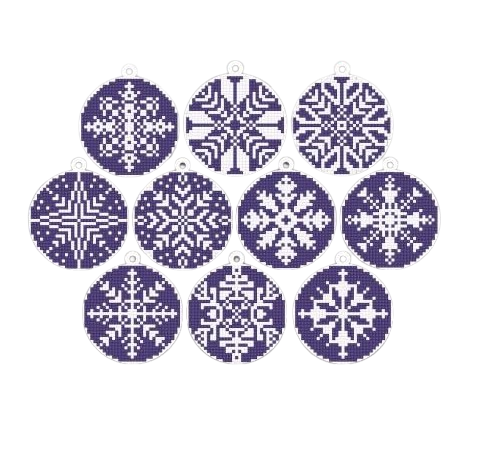 Набор украшений новогодних деревянных из алмазной мозаики Фиолетовый (DMS-005)