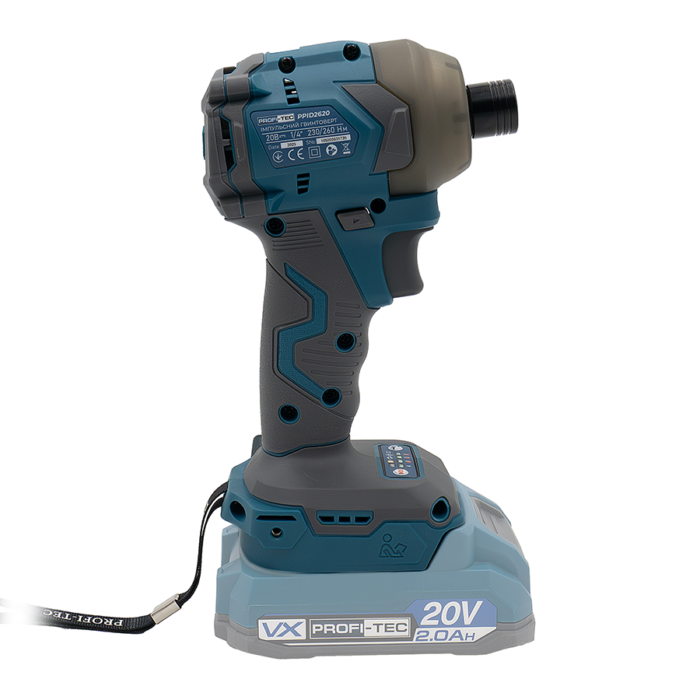 Гвинтоверт акумуляторний імпульсний PROFI-TEC PPID2620 POWERLine 2хPT2020VX 2.0 А/г та зарядний пристрій (007132) - фото 4 Гвинтоверт акумуляторний імпульсний PROFI-TEC PPID2620 POWERLine 2хPT2020VX 2.0 А/г та зарядний пристрій (007132) - фото 4