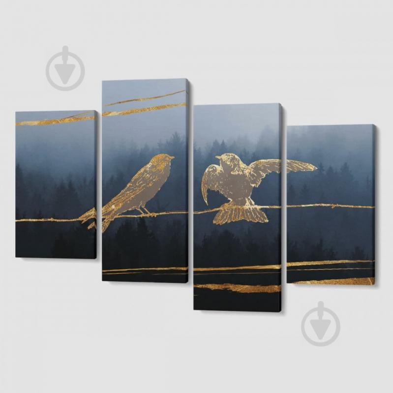 Модульная картина из четырех частей Malevich Store 129x90 см Gold Birds (MK412811)