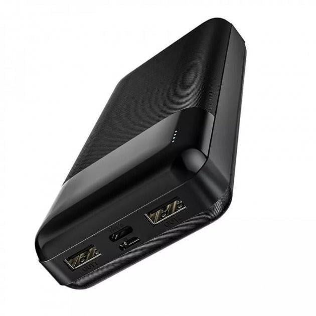 Павербанк Hoco J72 2USB/MicroUSB/Type-C/2A/LED индикатор 10000 mAh 15 W Черный (96f880ae)