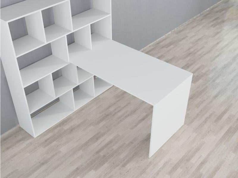 Письмовий стіл зі стелажем Id0083 ДСП 1450x664x743 мм Білий - фото 2