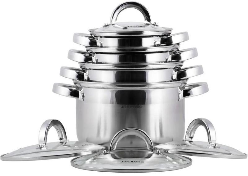 Набор кастрюль Kamille Madrid из нержавеющей стали с мерной шкалой 1/1,8/2,5/3,8л - фото 7 Набор кастрюль Kamille Madrid из нержавеющей стали с мерной шкалой 1/1,8/2,5/3,8л - фото 7