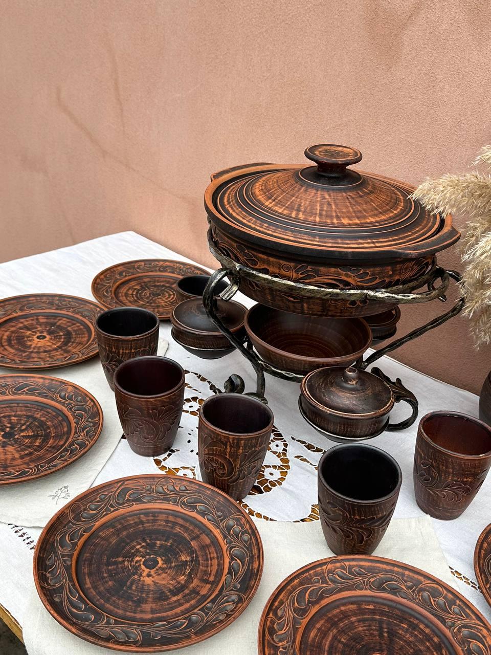 Набір посуду із червоної глини Жарівня з соусницями (2602814406) - фото 3