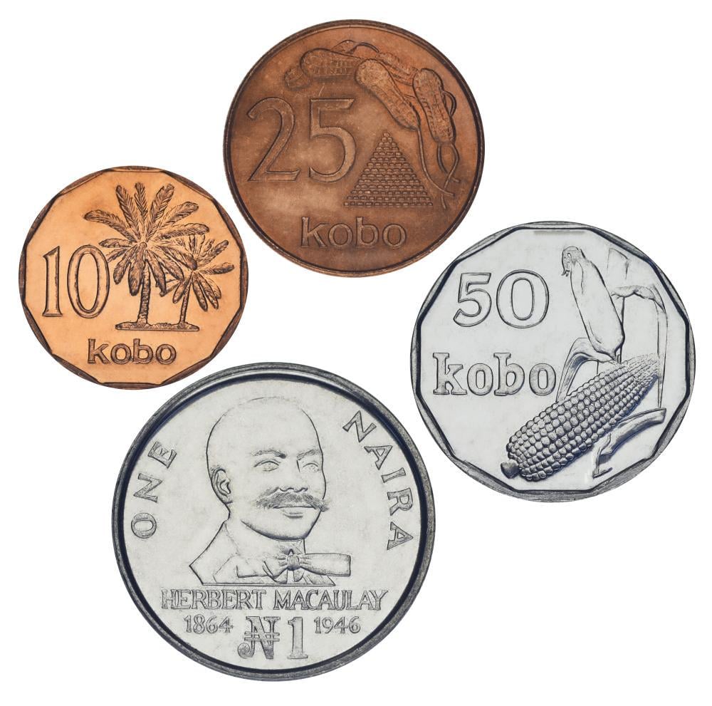 Коллекционные монеты Нигерия 4 шт. 1991 AU-UNC 10/25/50 кобо/1 найра (М21884)