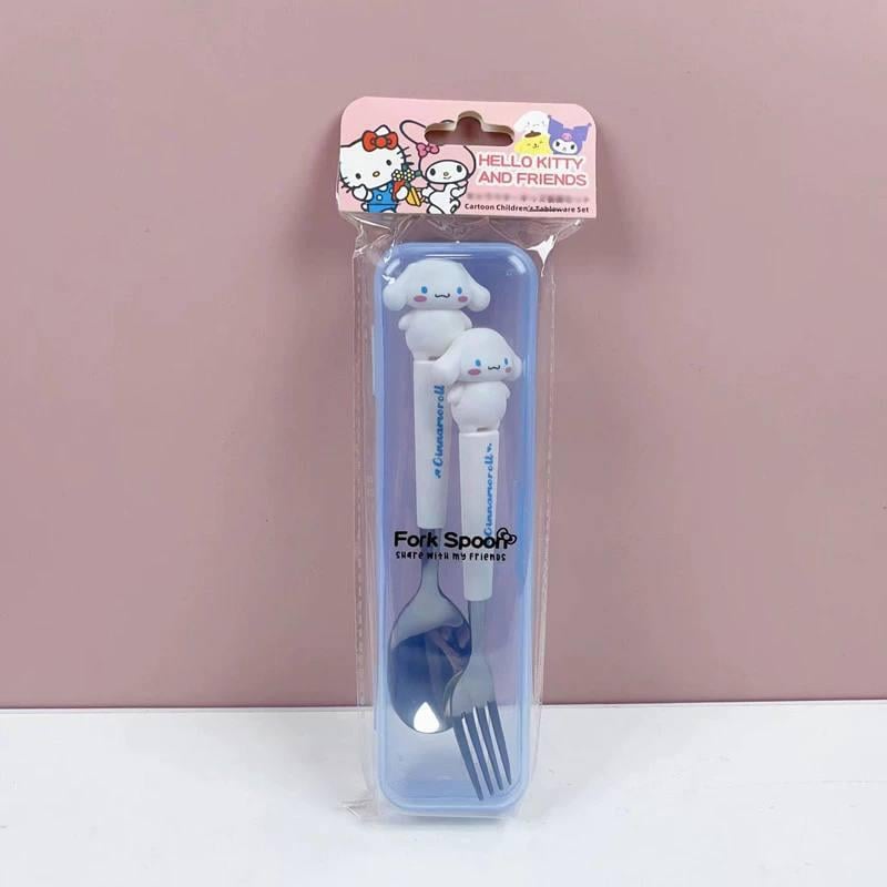 Набор детских столовых приборов Cinnamoroll ложка/вилка с контейнером для хранения Белый (2514179006) - фото 3