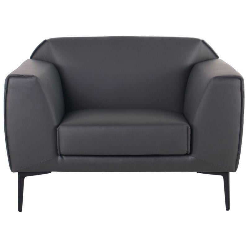 Кресло AMF Andrea Dark Grey для дома/офиса 740х1070х900 мм металл с деревом/кожа Черный/Темно-серый