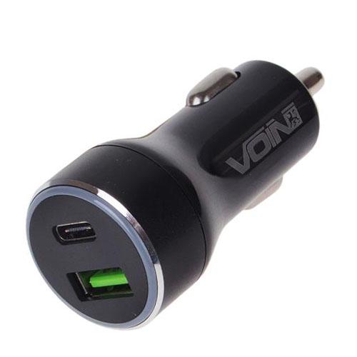 Автомобільний зарядний пристрій Voin 45W 1USB QC3,0 18W + 1PD 27W 12/24V (C45205Q)