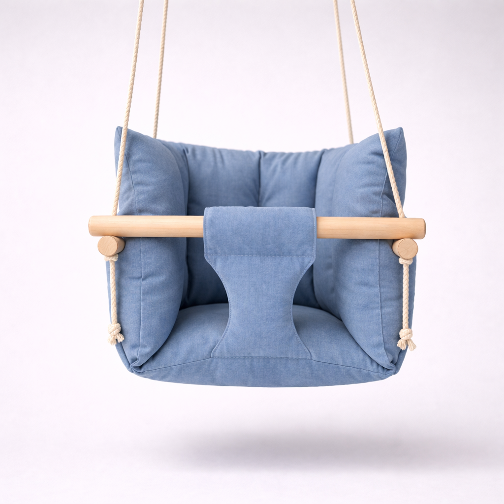 Детские качели подвесные Премиум микровелюр Синий (gs-9199)