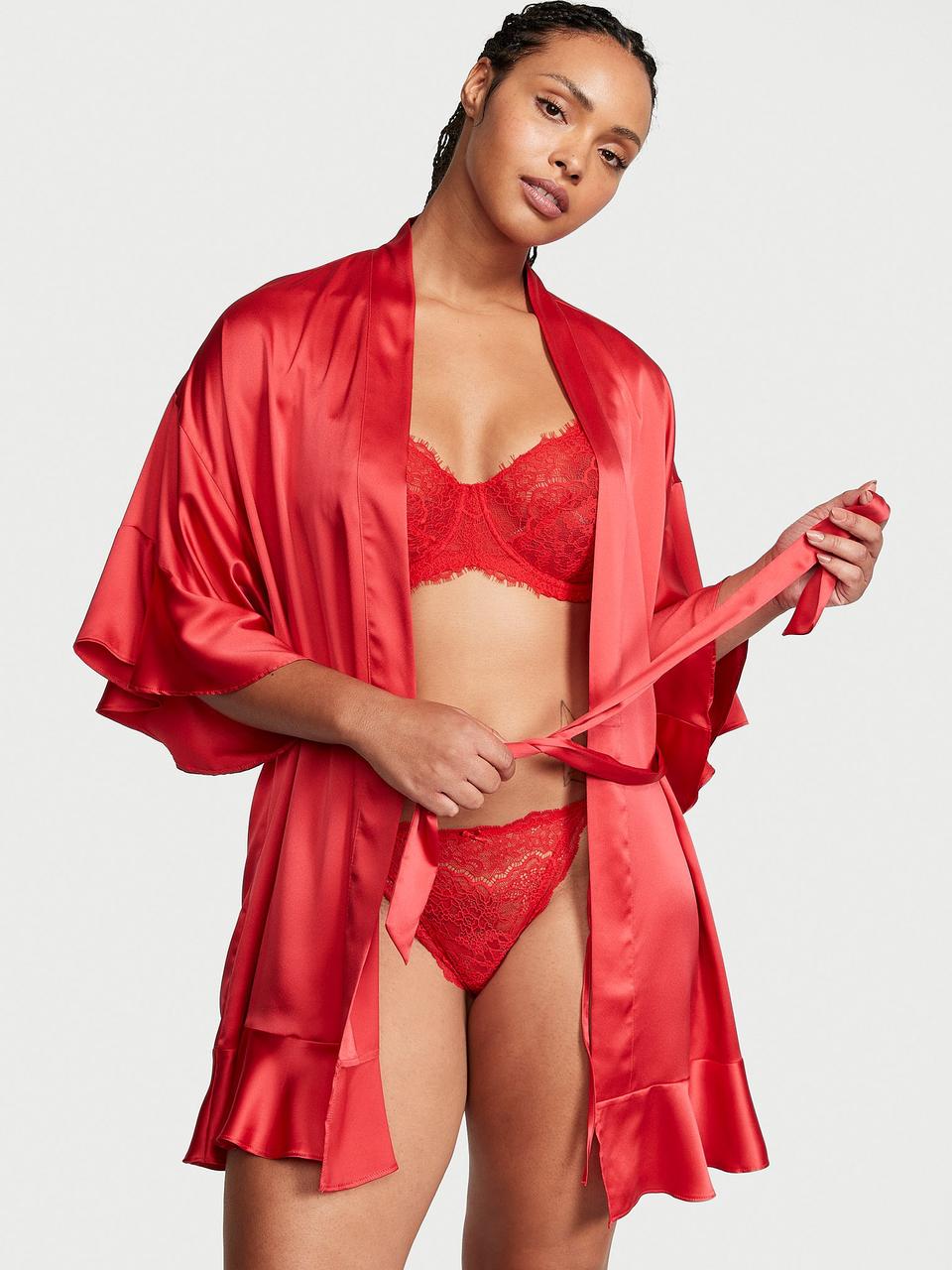 Женский сатиновый халат Victoria's Secret Satin M/L Красный (2122509548)