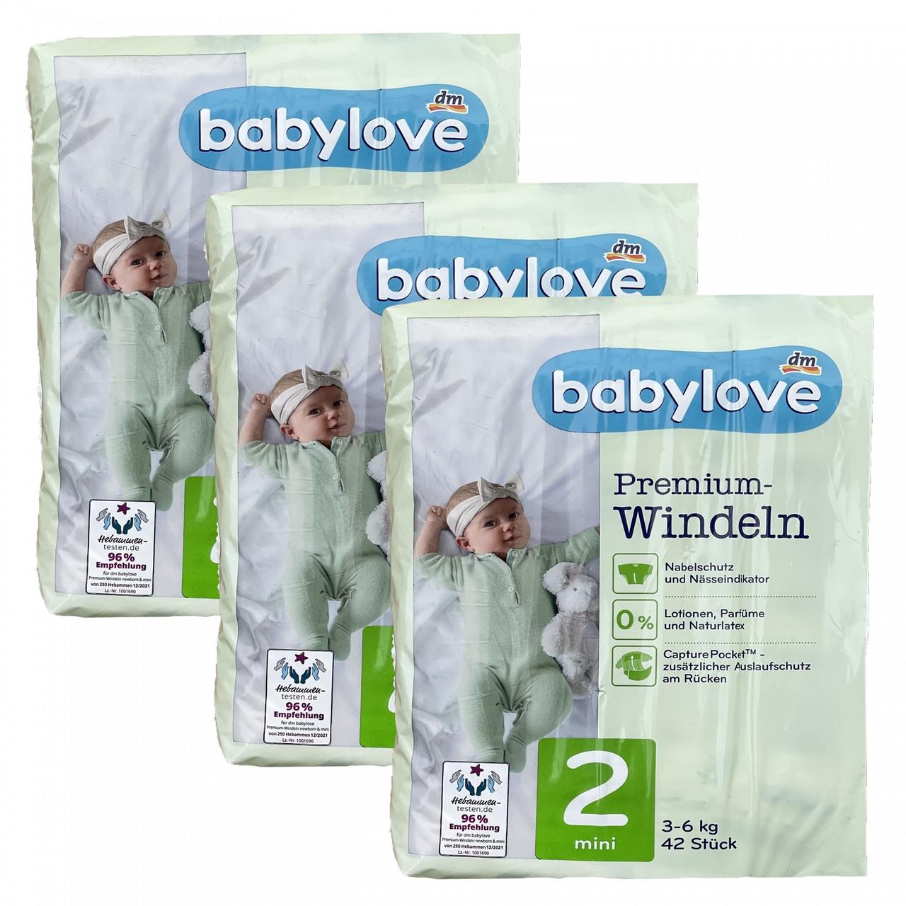 Підгузки дитячі одноразові Babylove Premium 2 mini 3-6 кг 126 шт. (1986982276)