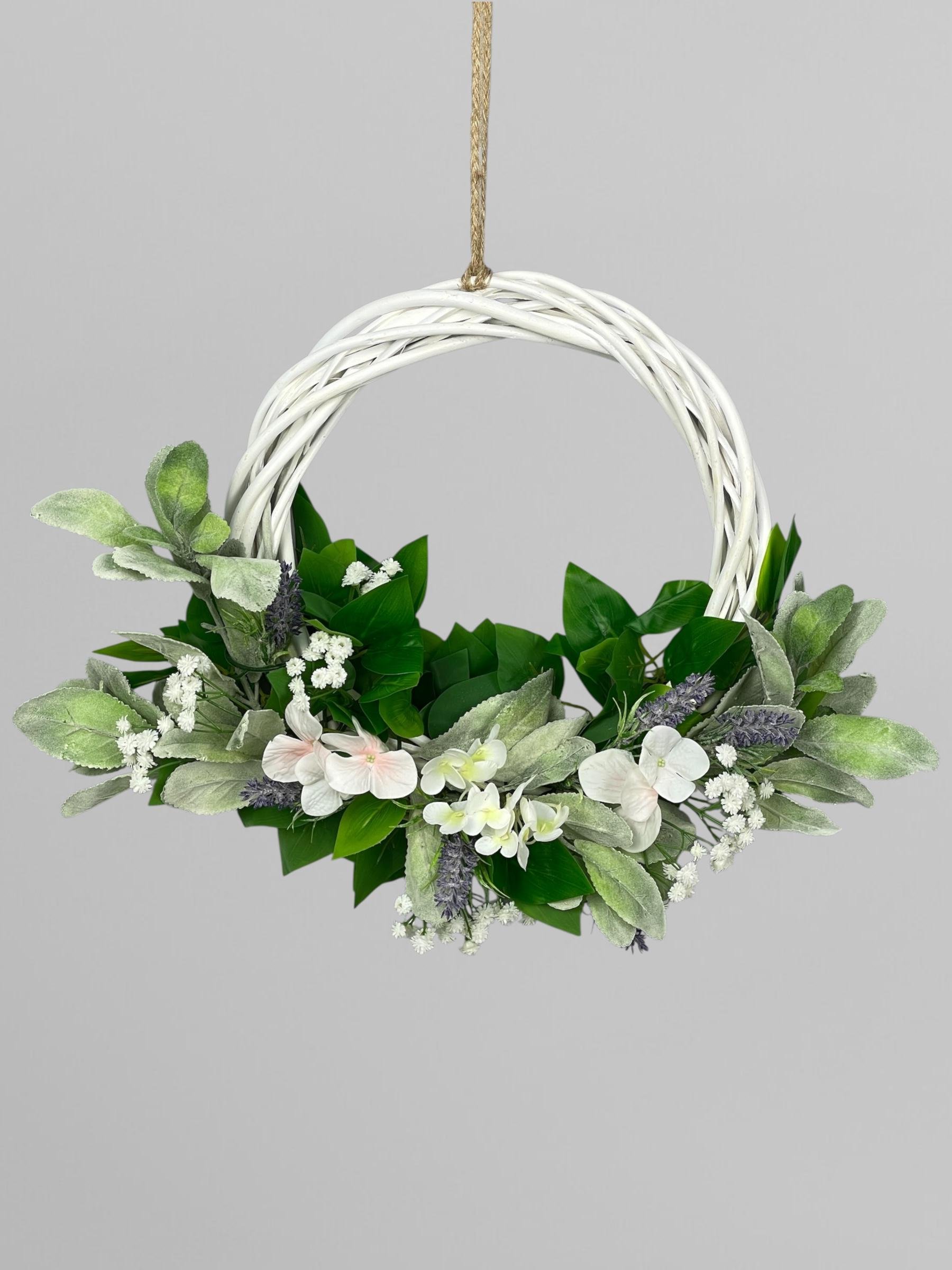 Венок декоративный с искусственными цветами 30 см (А254)