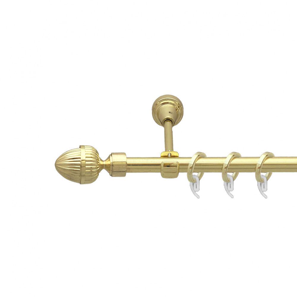 Карниз Orvit Одеон металевий однорядний відкритий гладка труба кільце фасонне металеве 16 мм 200 см Золото (7751921)