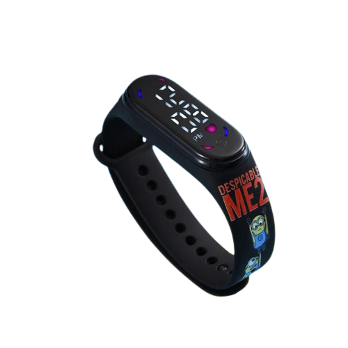 Часы электронные детские сенсорные Миньон ME-2 с принтом на браслете водонепроницаемые Черный (1000096)