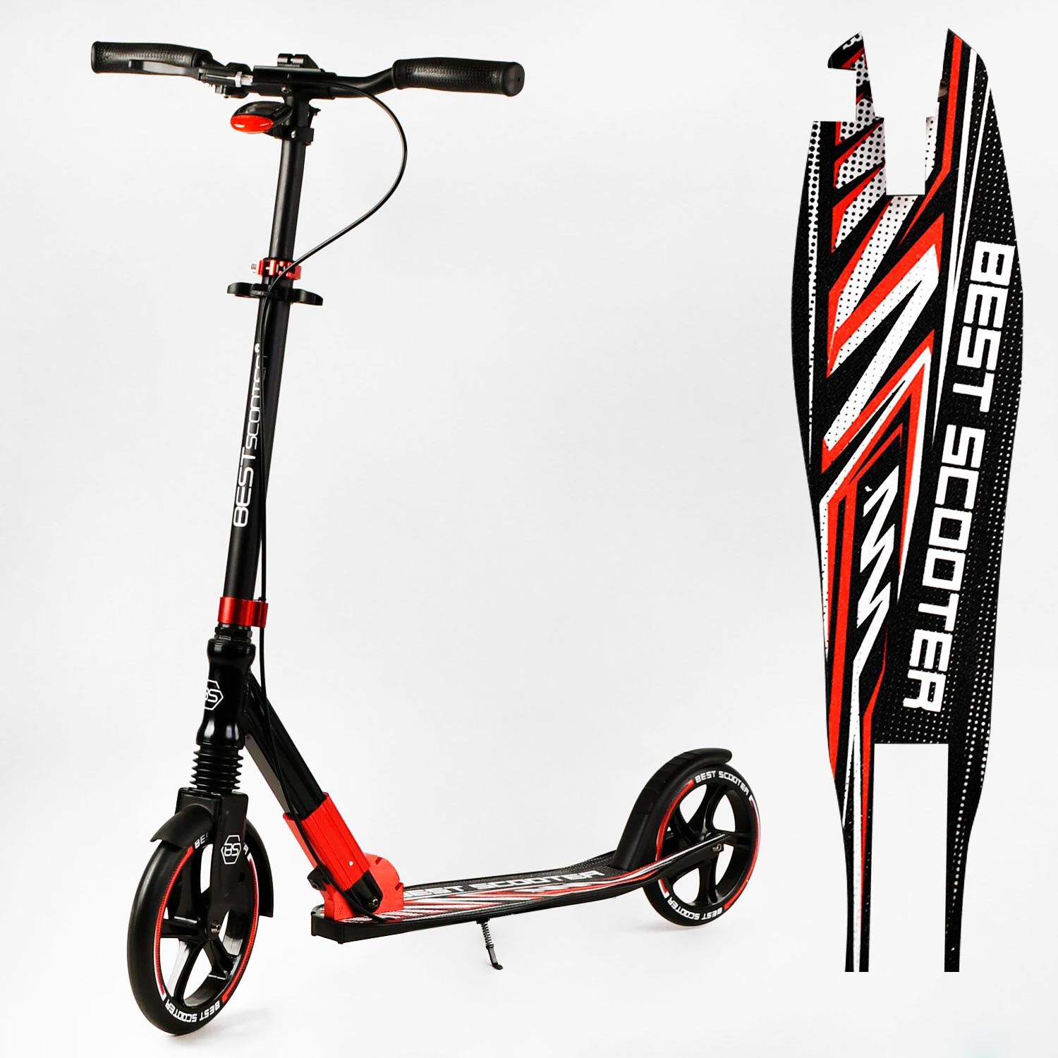 Самокат двоколісний складаний Best Scooter ліхтарик амортизатор Black/Red (113219) - фото 2