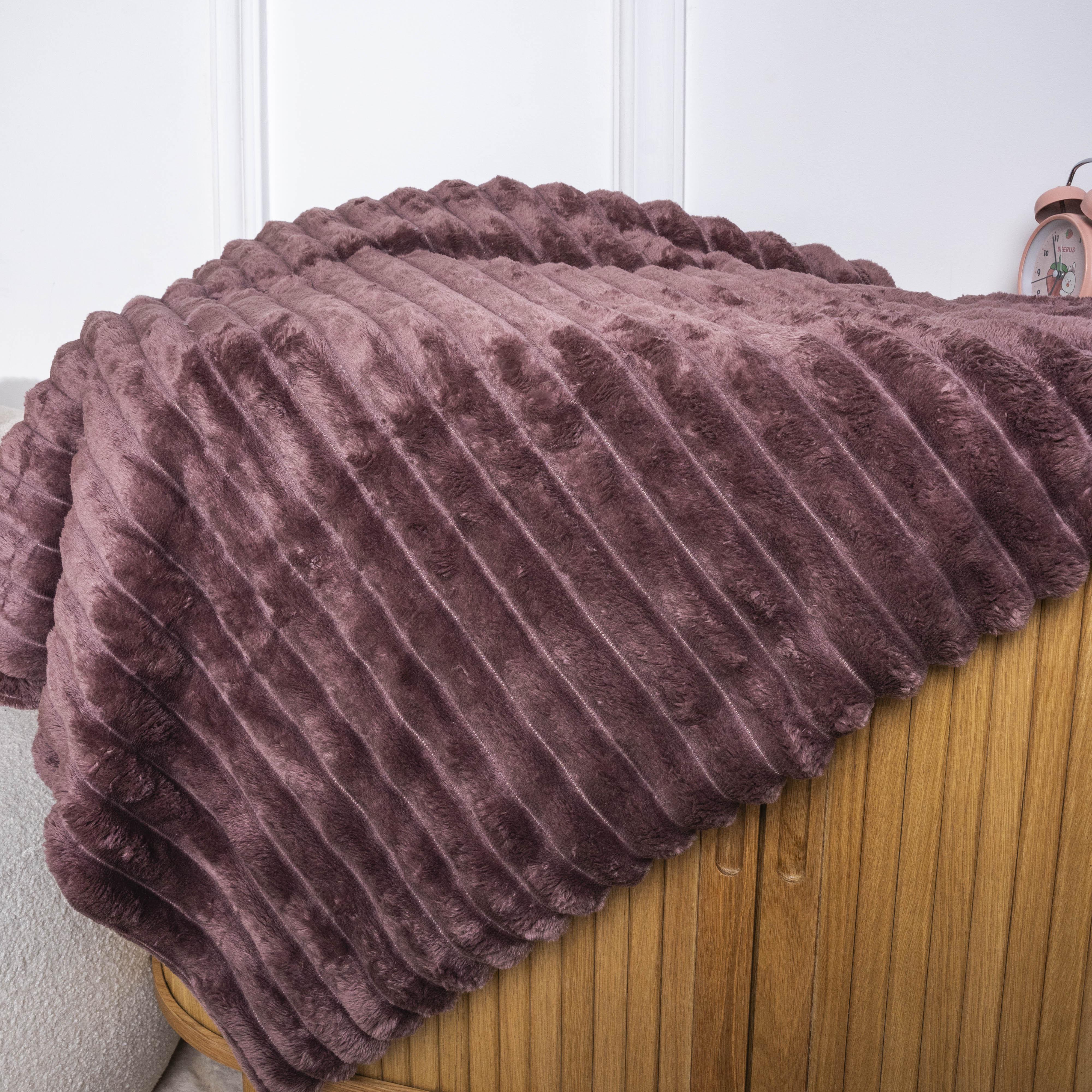 Плед Шарпей 86595 широка полоска полуторний Темно-бордовий (9207_38)