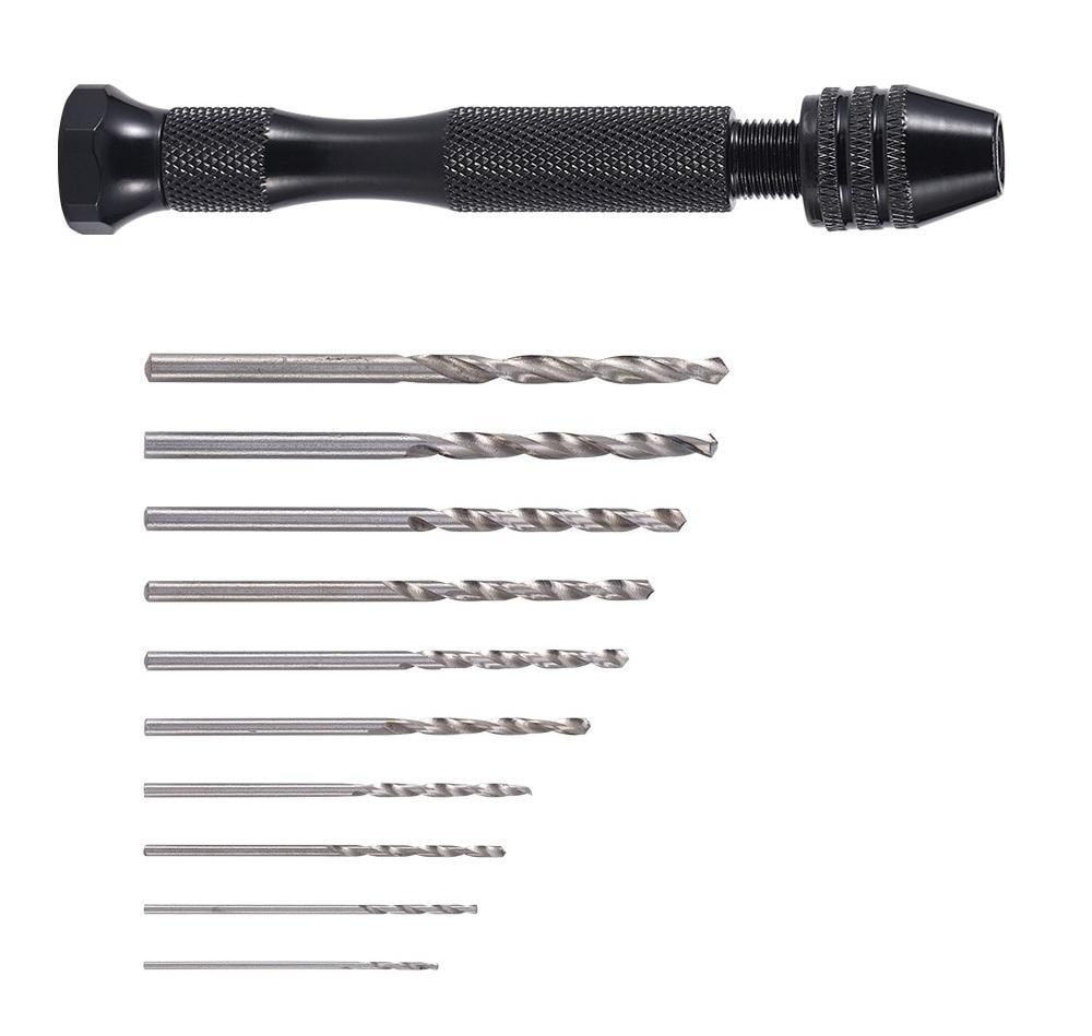 Дриль з алюмінієвим корпусом та 10 нержавіючими свердлами для точного свердління дерева пластику та металу Чорний (R9428)