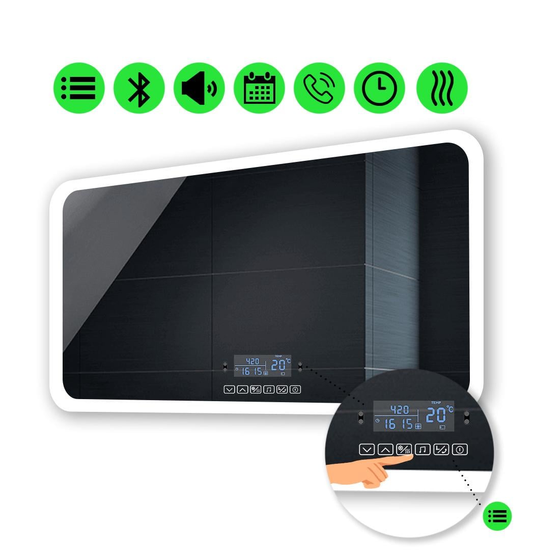 LED-зеркало 100x60 см с Smart-блоком и подогревом модель Ahana (Ahanag127)