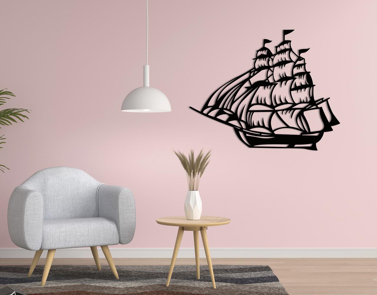 Панно на стену из дерева декоративное Upwood Decor Ship 25x31 см Black (1580970320)